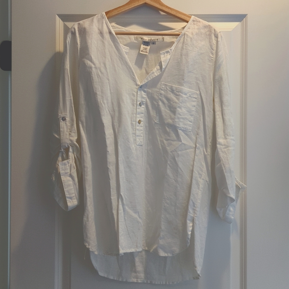 White linen shirt with pocket